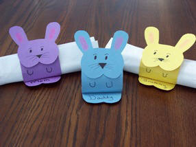 Make bunny napkin rings from construction paper